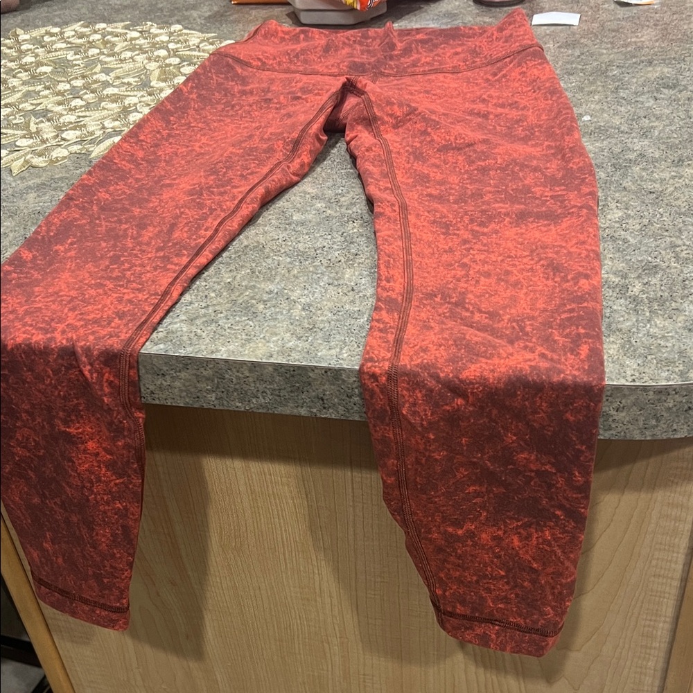 lululemon athletica Red Marbled Leggings